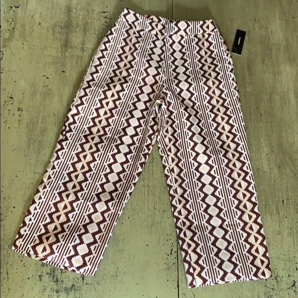𝅺lulus Burgundy Multi Print Jacquard Culotte Pants - Picture 4 of 11